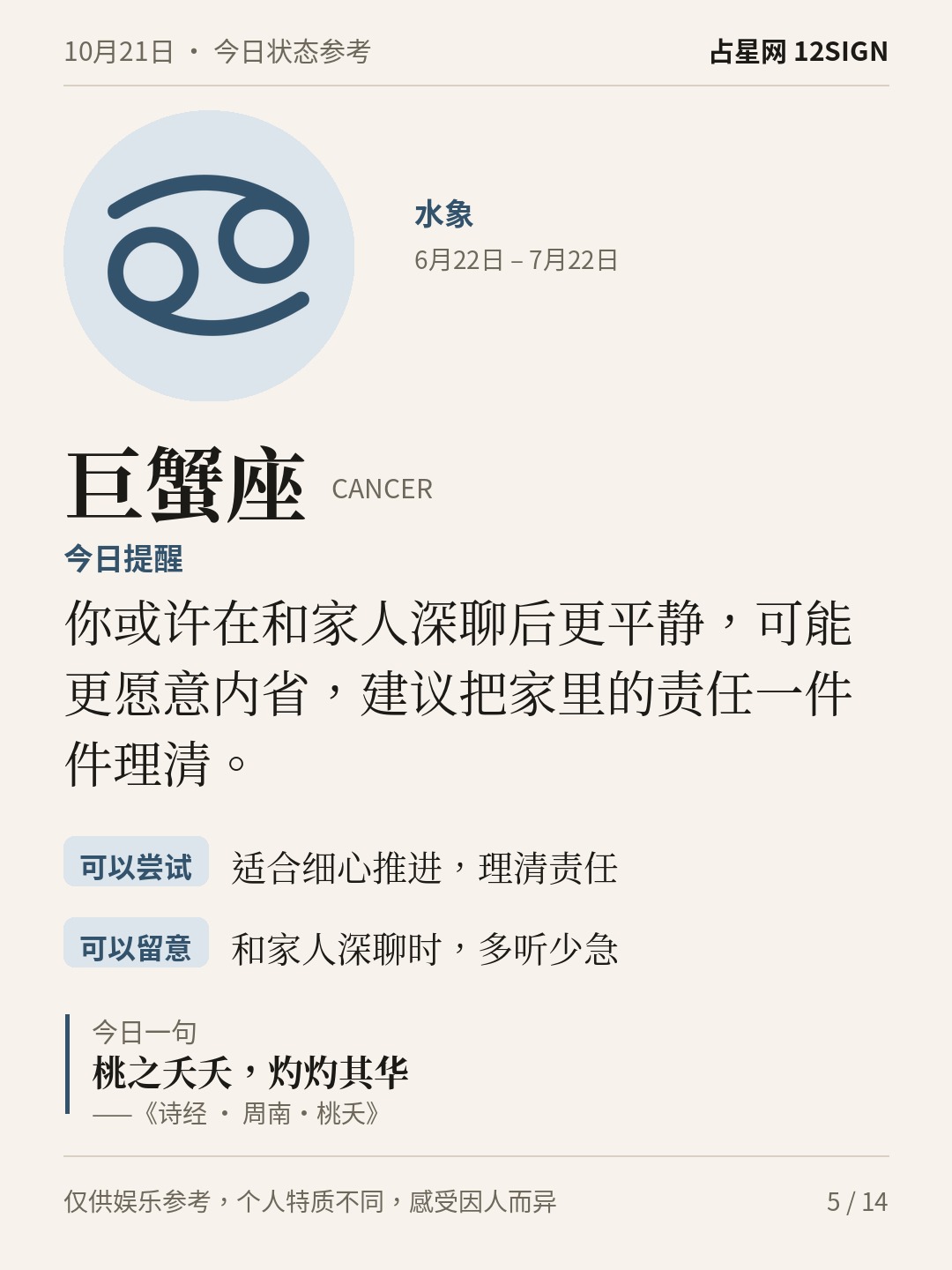 10月21日十二星座状态参考｜坦然表达 5/14