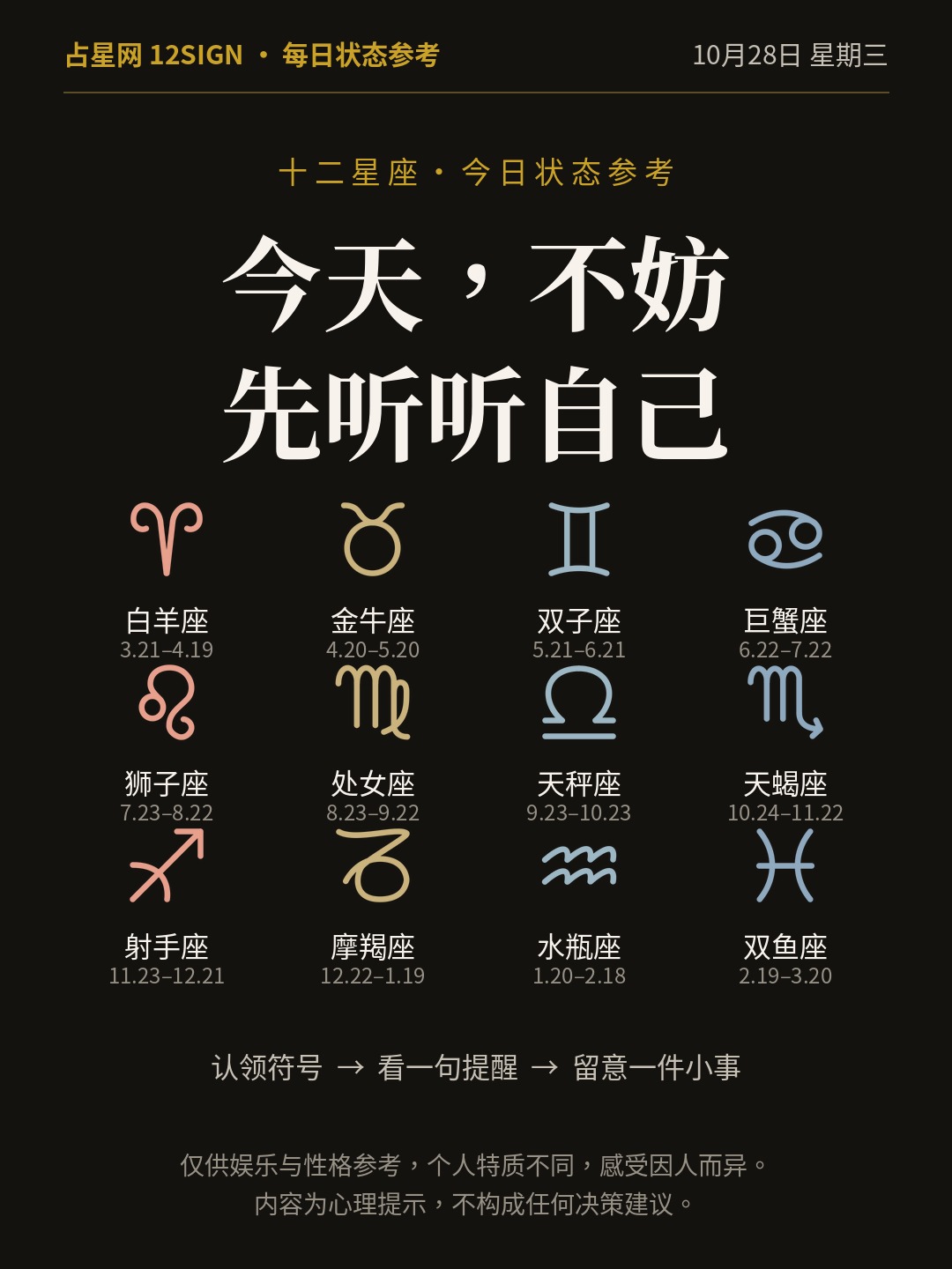 October 28 Zodiac State Check | Listen to Yourself First 1/14