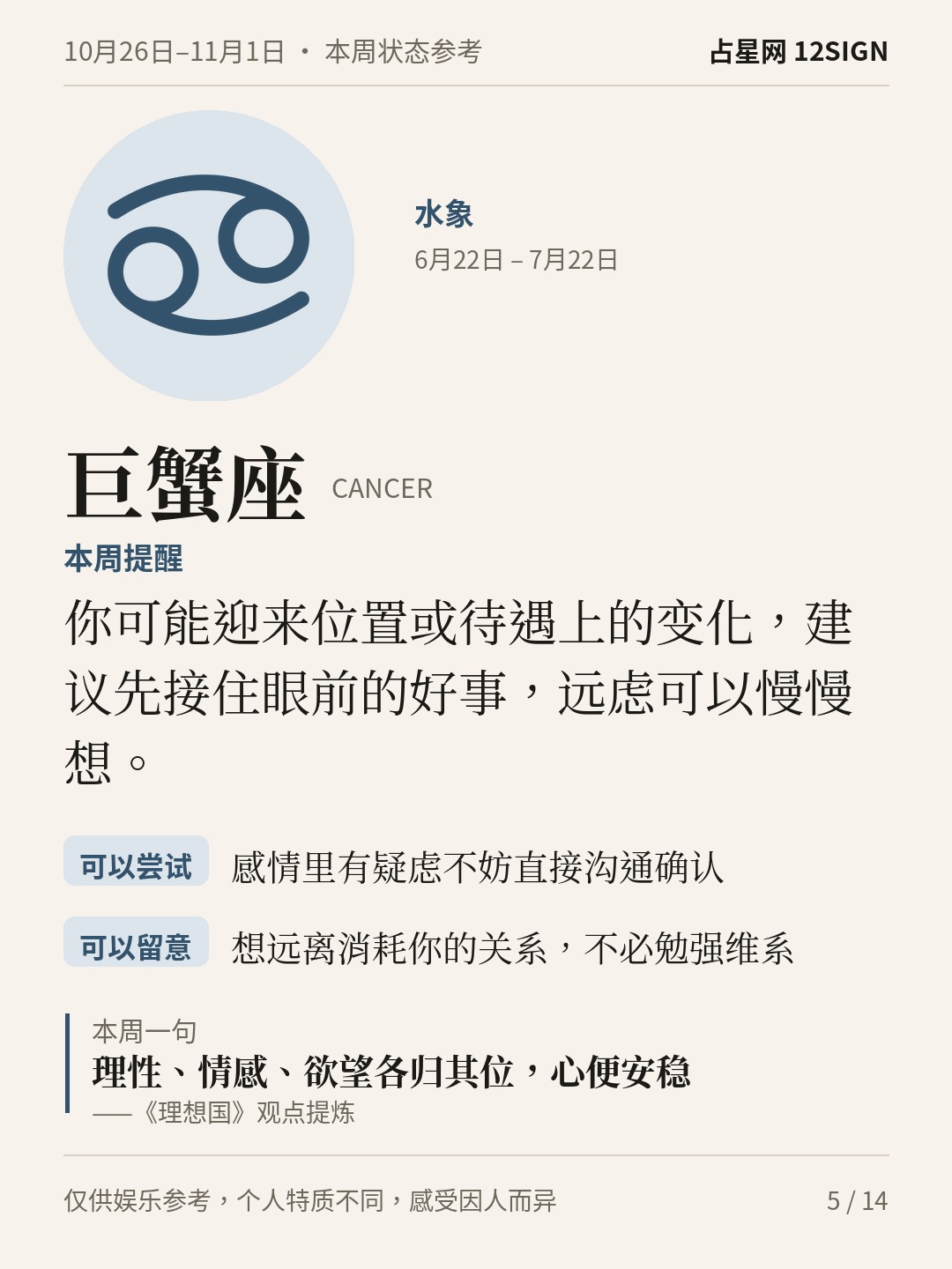 10月26日–11月1日三星巡天｜本周状态参考 5/14